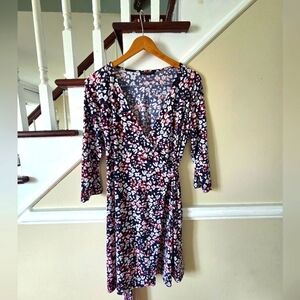 Banana Republic Floral Long Sleeve Dress - Black, White, Pink